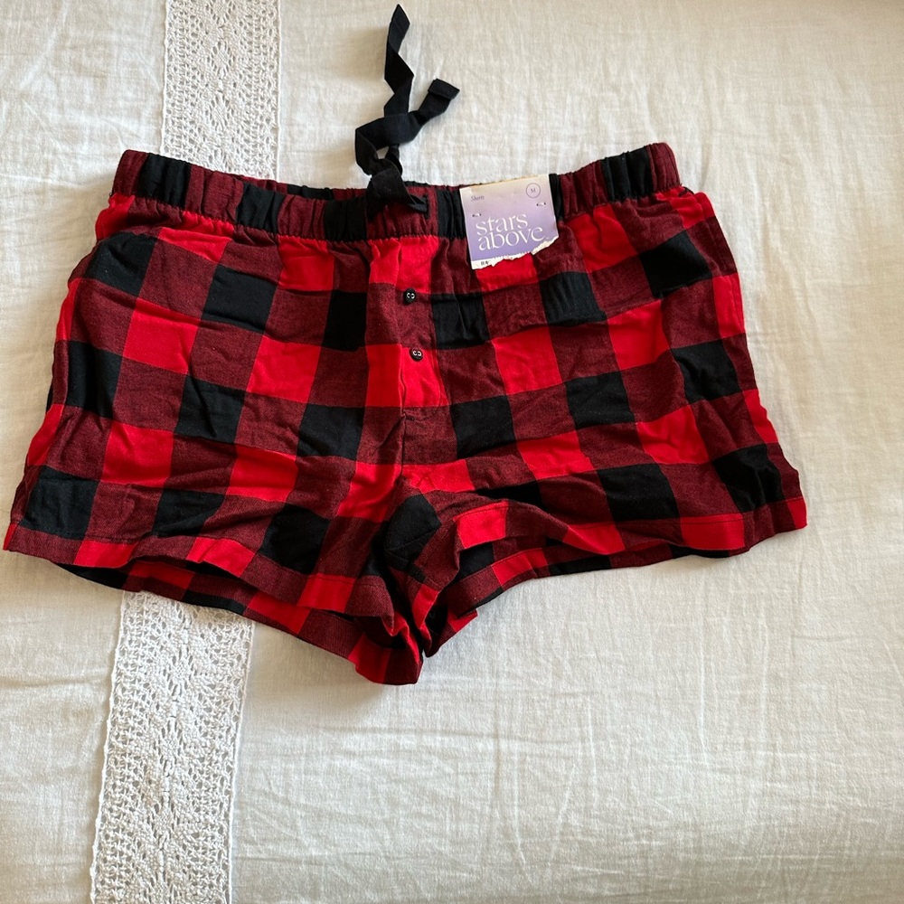 Red Checkered Pajama Shorts